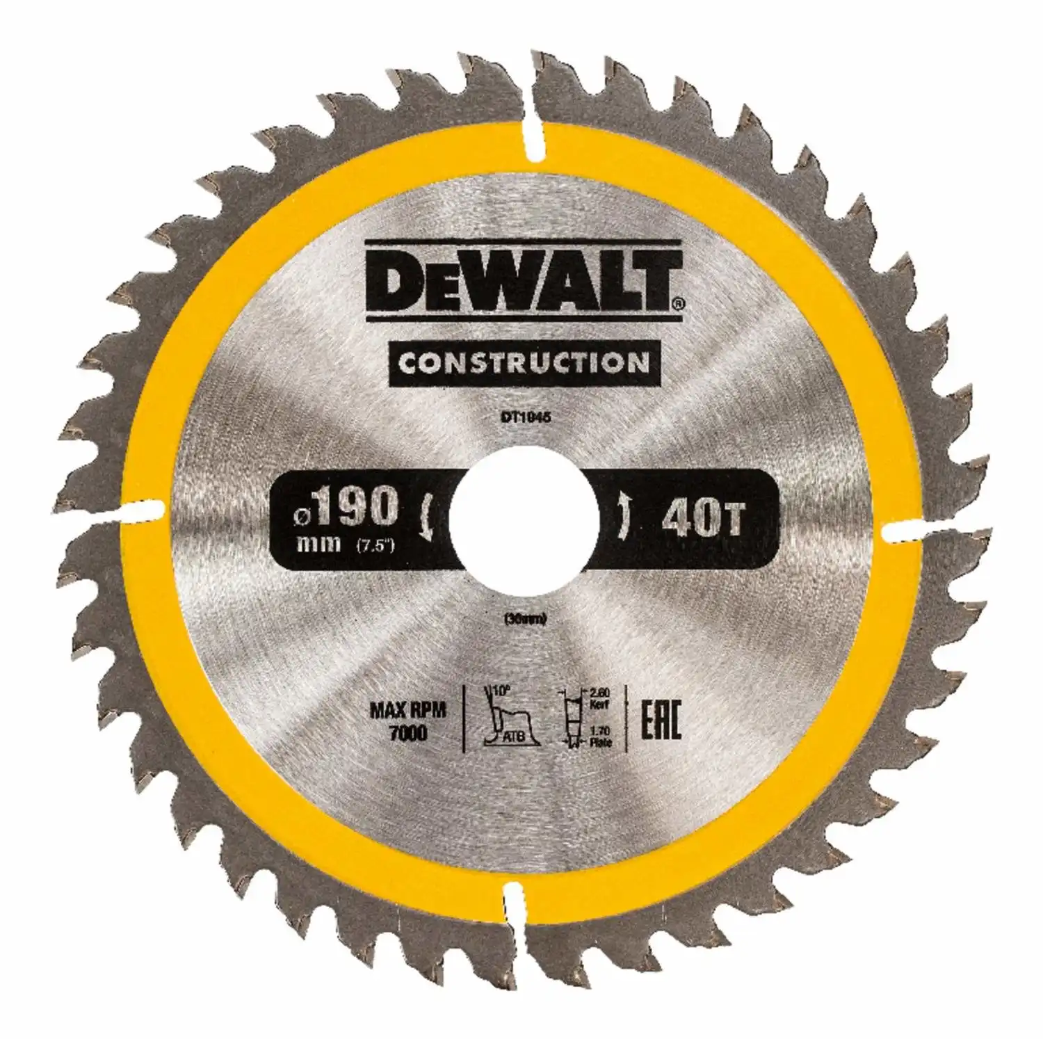 Пильный диск DEWALT 190x30mm 40T DT1945..